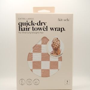 NEW Kitsch Terracotta Checker Quick Dry Hair Towel Wrap